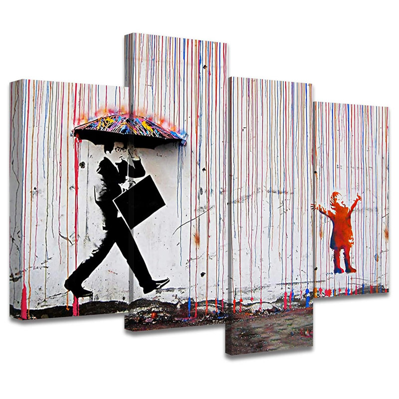 IDEA4WALL Pop Urban Street Banksy Coloured Rain Graffiti For Living ...